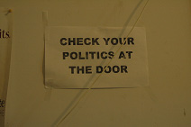 check your politics at the door